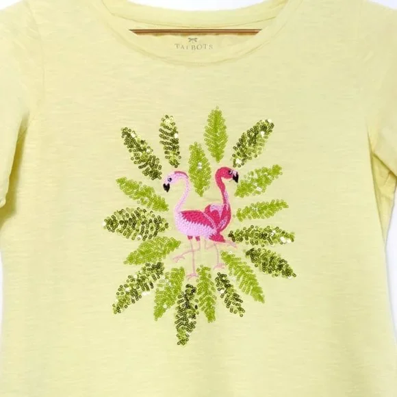 Talbots Petite • Sequin Embroidered Flamingo Tee - Picture 5 of 8